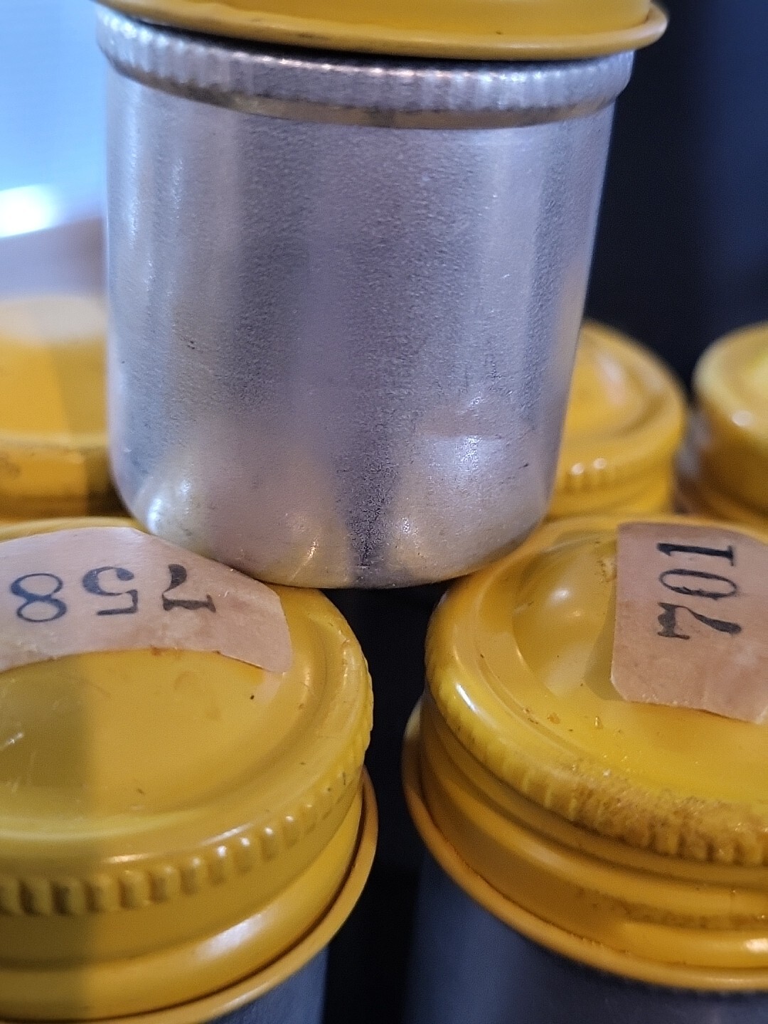 Lot of (10) Vintage Metal Aluminum 35mm Film Canisters. Great Condition