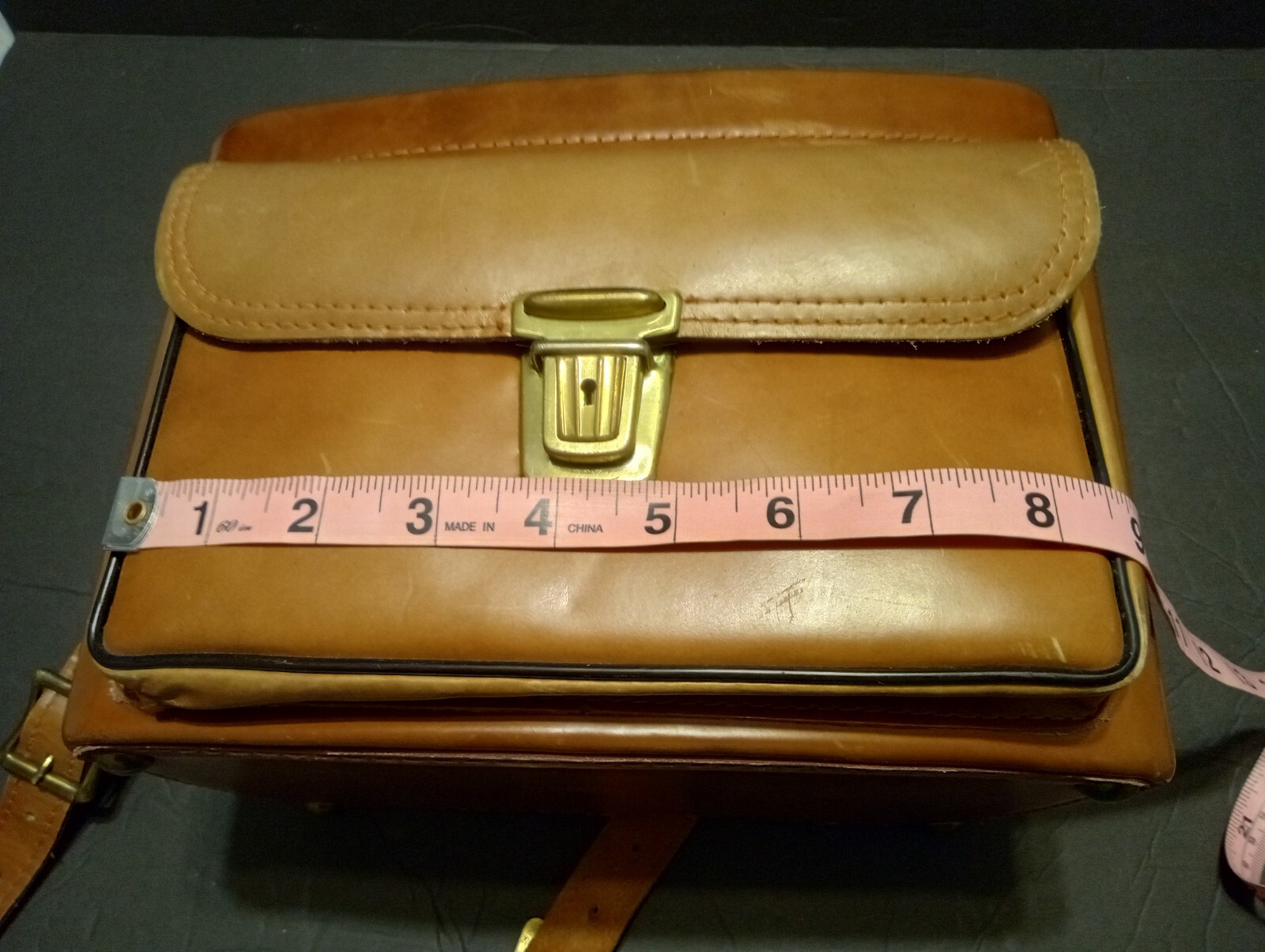 Leather Camera Bag Hard Case With Buckle Strap Vintage Brown 1950-60s #803 USA