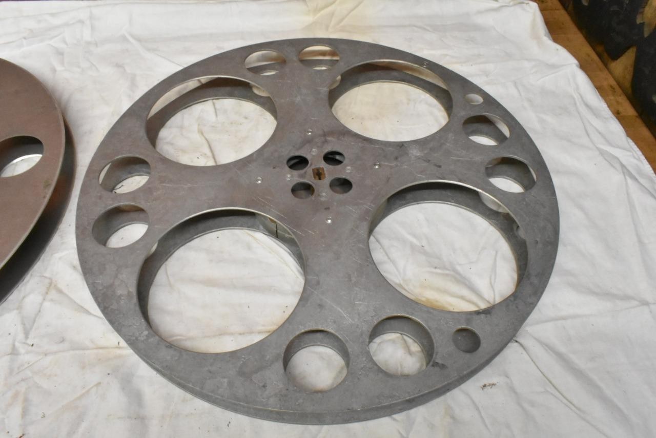 3 Vintage Rare Goldberg Bros 23″ 24″ 26″ Diameter 35mm Aluminum Movie Film Reels