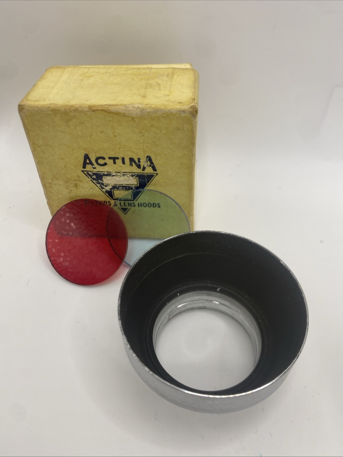 ACTINA Vintage Metal Lens Hood With 28.5mm Combined Push Fit Adapter Ring Boxed