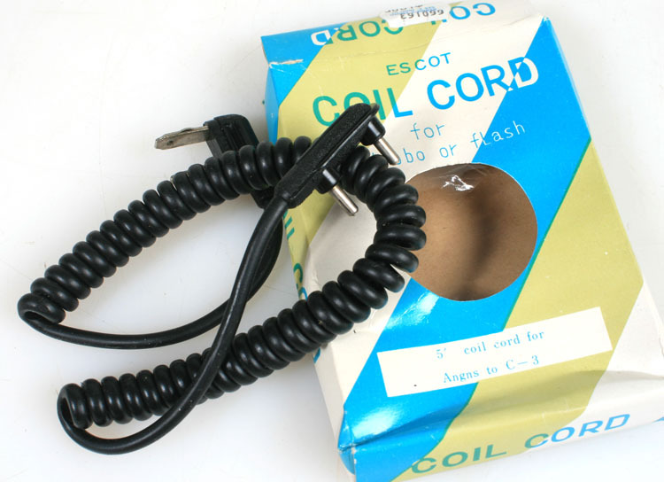 5FT COIL SYNC CORD FOR ARGUS C-3 (Harry Potter camera) NEW IN ORIG. BOX