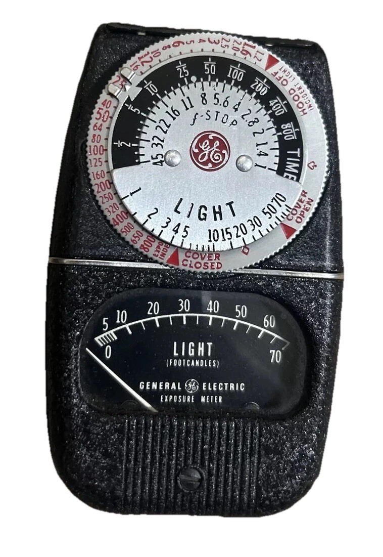 VTG GE Light Meter General Electric W/ Leather Case Type DW-68 Exposure TESTED