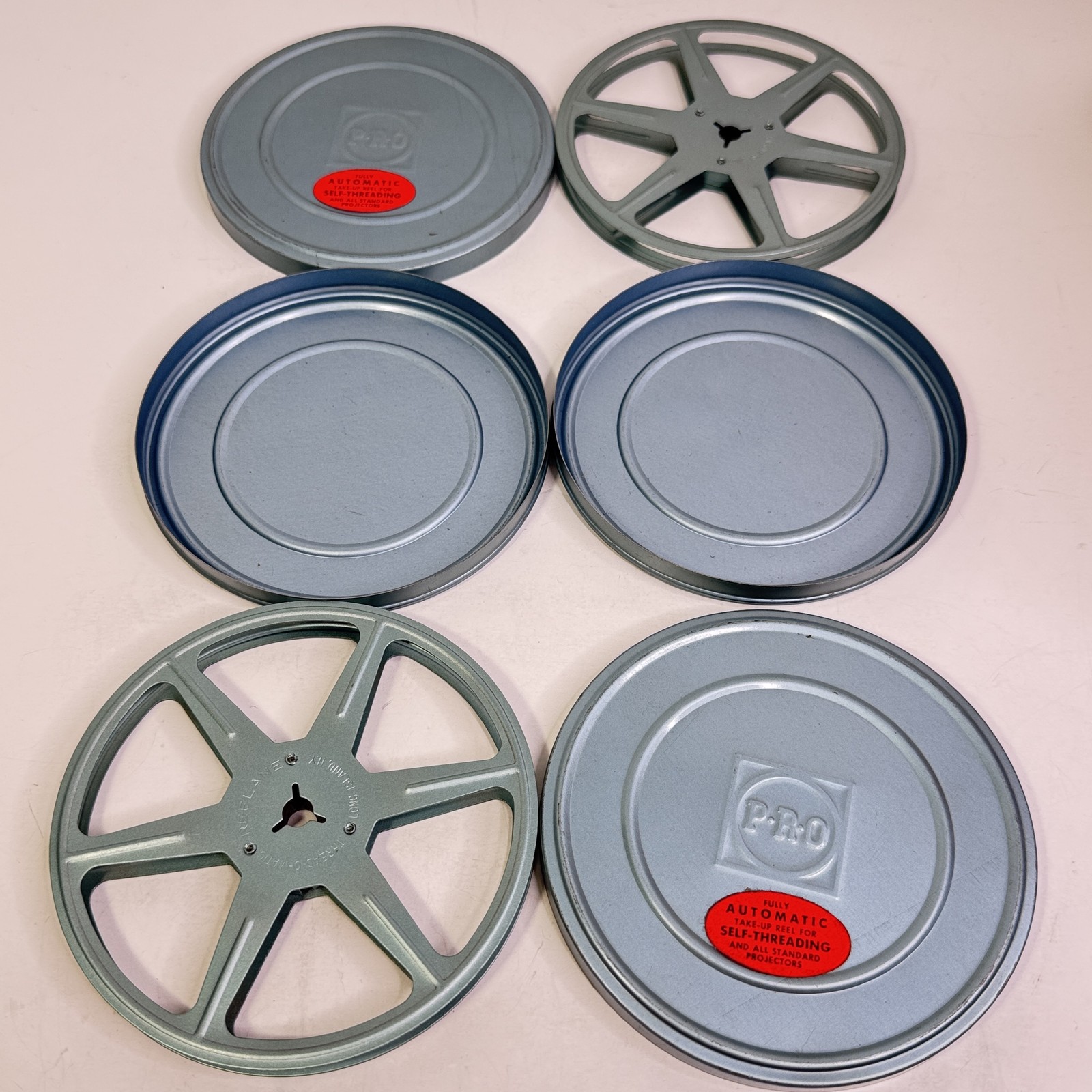 Reelane Metal Film Reels P.R.O Cans Set of 2 8mm 16mm Projector Vintage