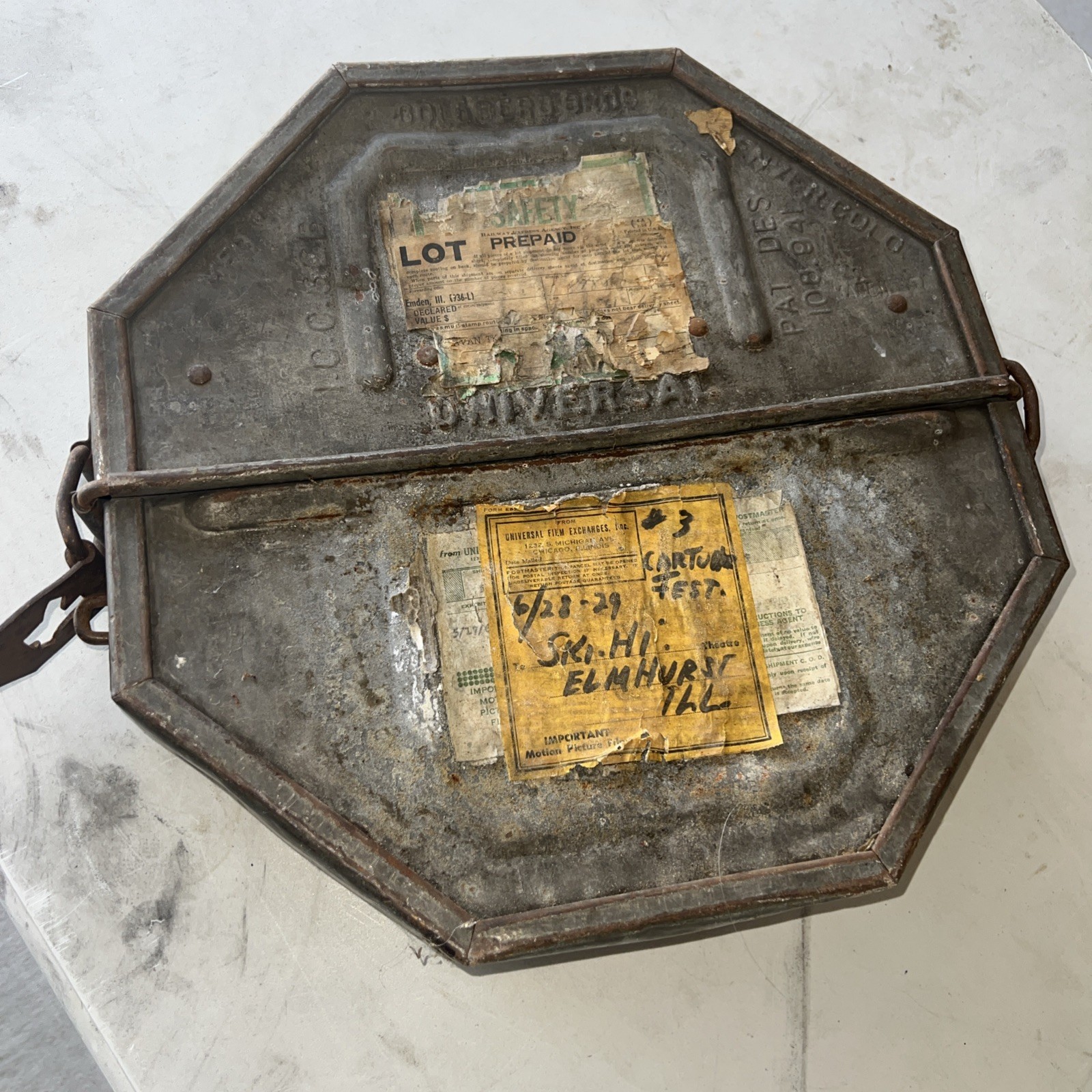 Vintage Goldberg Bros. Metal Two-Reel 35mm Movie Film Transport Case