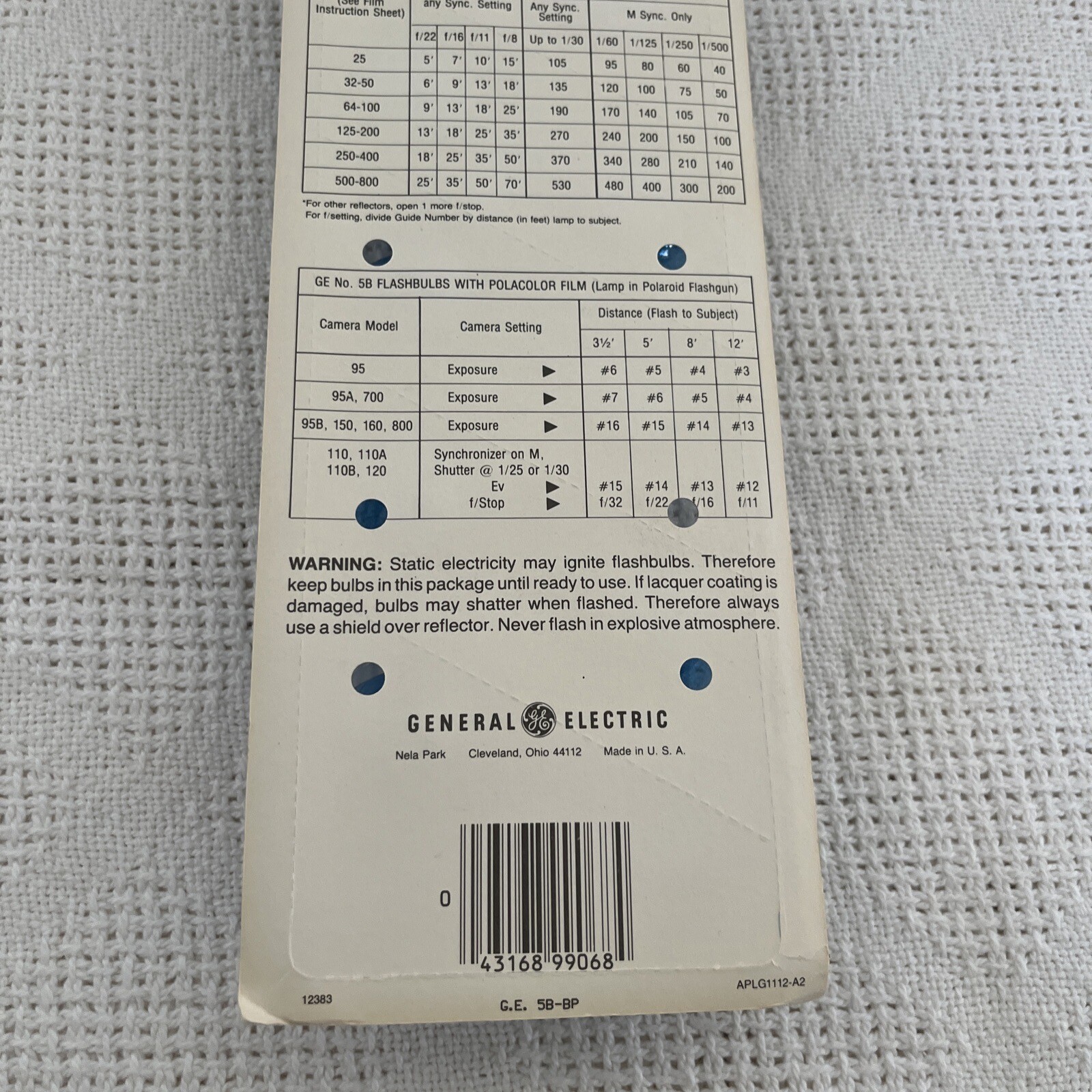 Vintage General Electric GE 5B Camera Flash Bulbs Blue NOS Pack Of 12