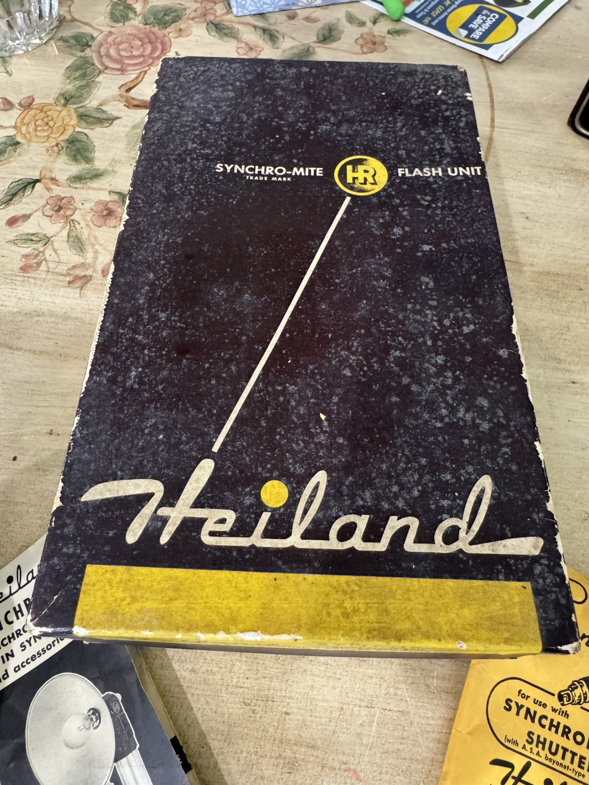 Vtg 1952 HEILAND SYNCHRO-MITE FLASH Mount Original Box & Paperwork Read Look
