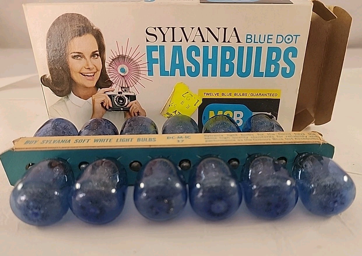 12 Vintage Sylvania Blue Dot Flash Bulbs M3b Flashbulbs For Camera,new Old Stock