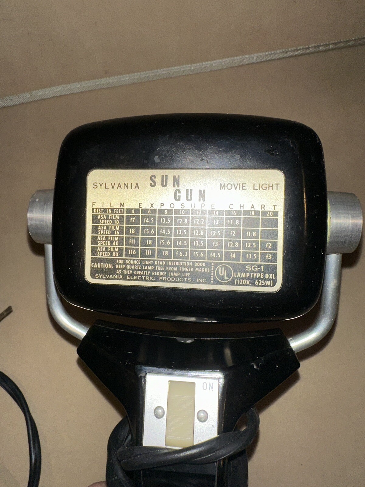 Vintage Sylvania Sun Gun SG-1 Movie Camera Light Tested WORKING