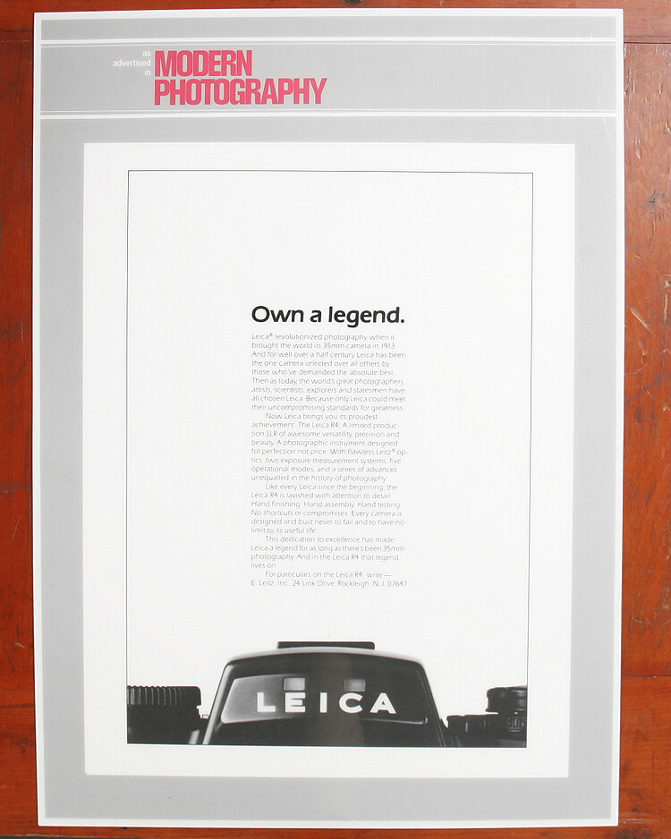 LEICA LAMINATED REPRINT OF R4 ADVERTISMENT/137314