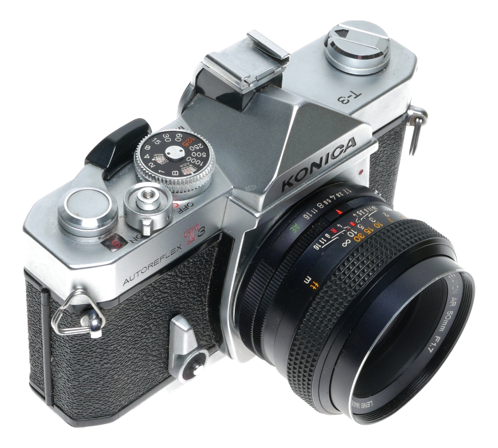 Konica Autoreflex T3 35mm SLR Film Camera Split Image Hexanon AR 1.7/50