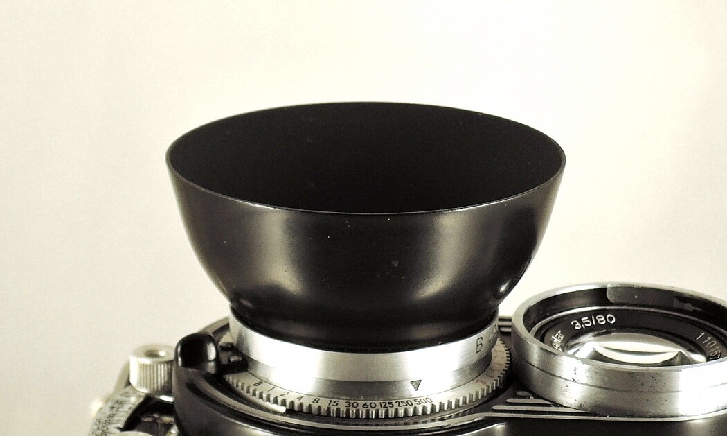 Shade hood Flexaret Meopta round bayonet B40 metal + Genuine box MINT