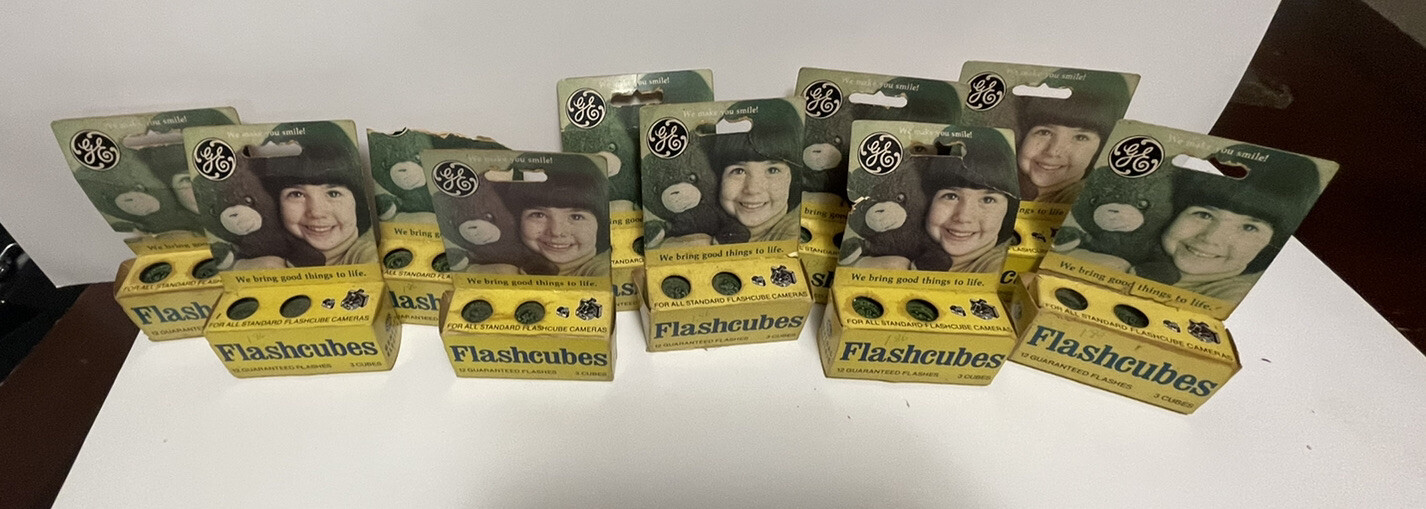 Vintage Photography GE Flash Cubes lot of 3 pack flashcubes. 30 Bulbs 10 Boxes