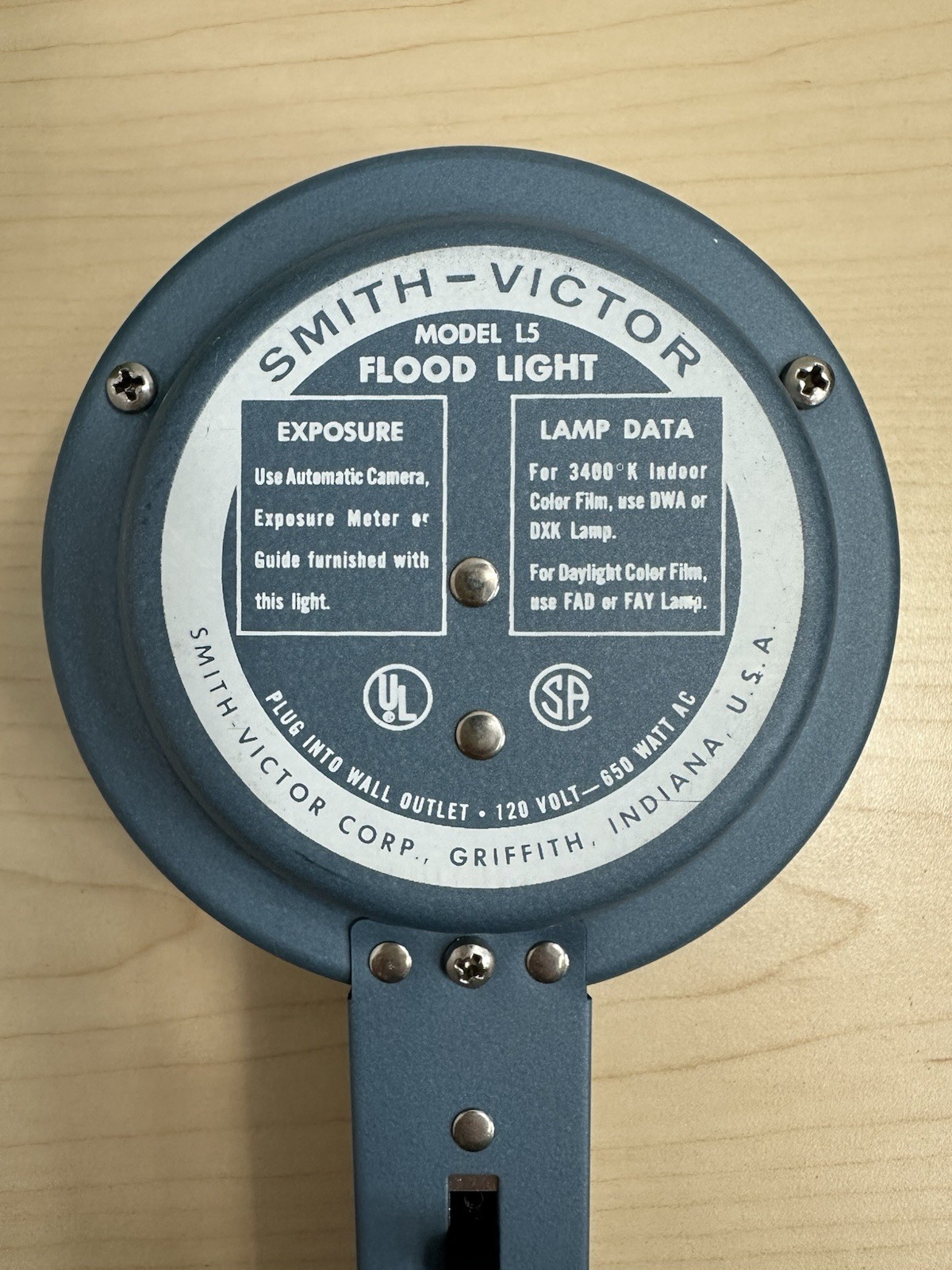 VTG Smith-Victor Model L5 Flood Light Movie Light Tested Works