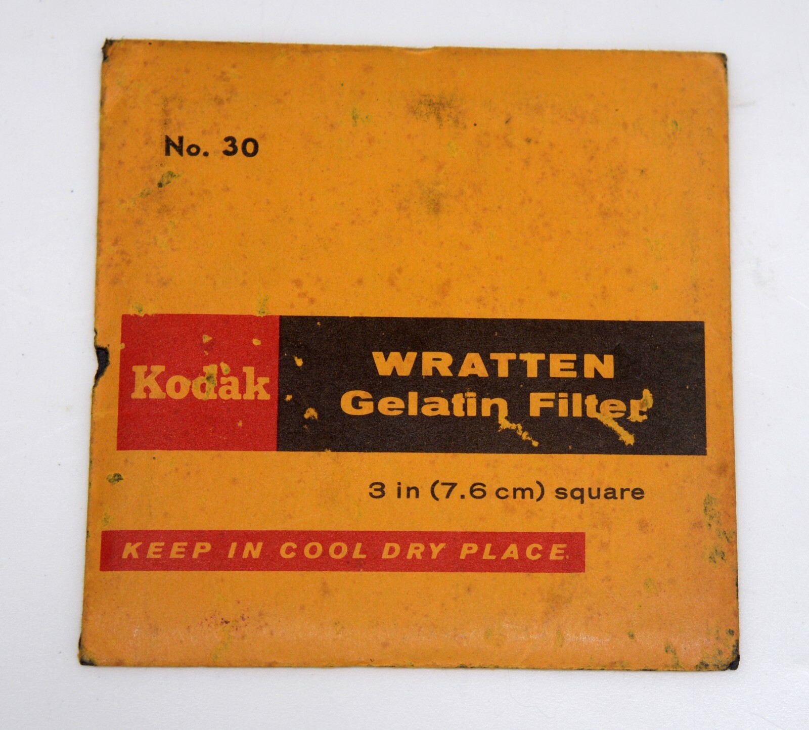 Kodak #30 LIGHT RED 3in/7.6cm Square Wratten Gelatin Filter Vintage Accessory