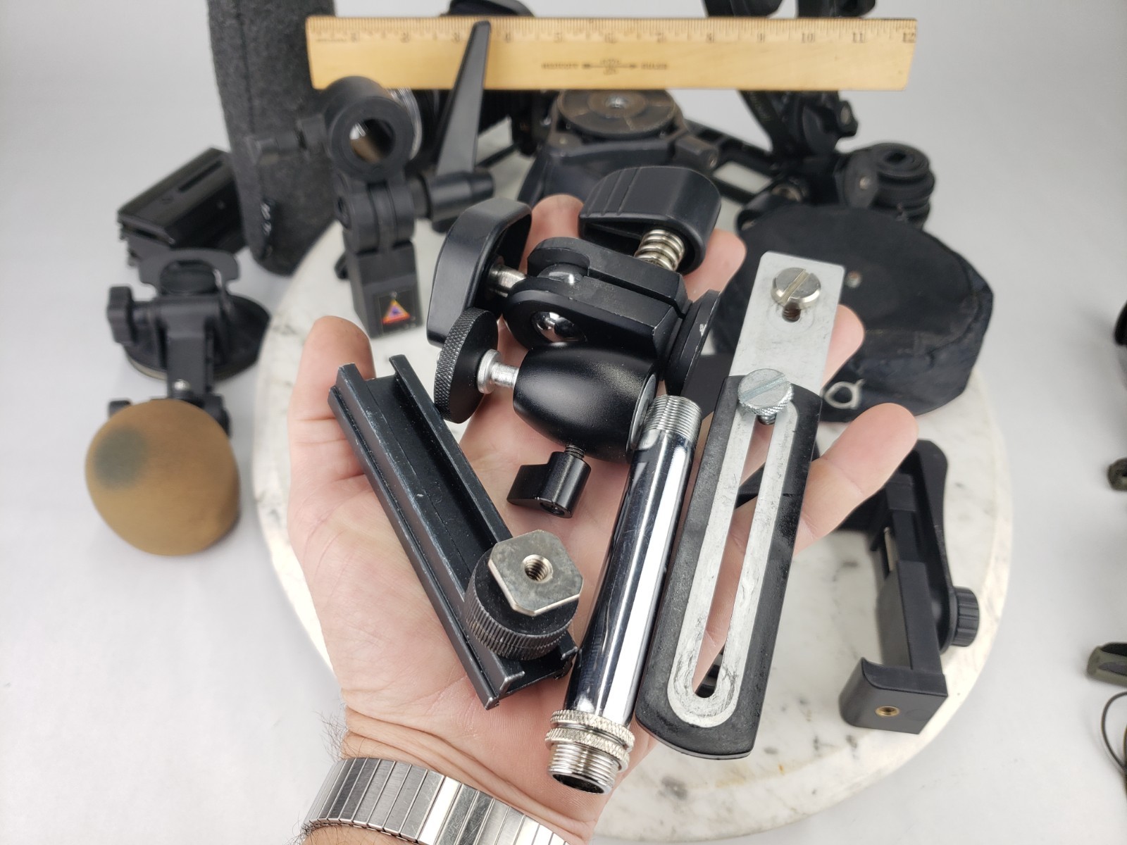 Vintage Lot Mounting Accessories Grip Arms Parts Cameras Red Pod Benro S4 ProMa