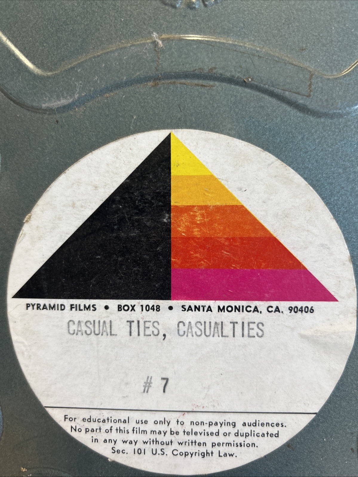 Vintage 10.5” Metal 16mm Film Reel Empty Canister Casual Ties Casualties Pyramid