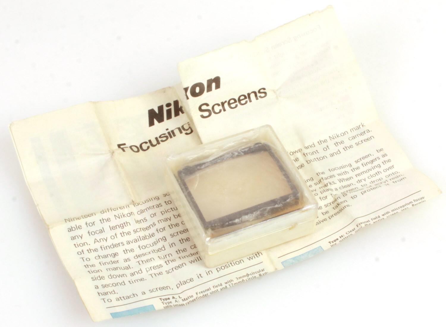 Nikon F Focusing Screen A White Letters for F & F2 35mm Film SLR Camera