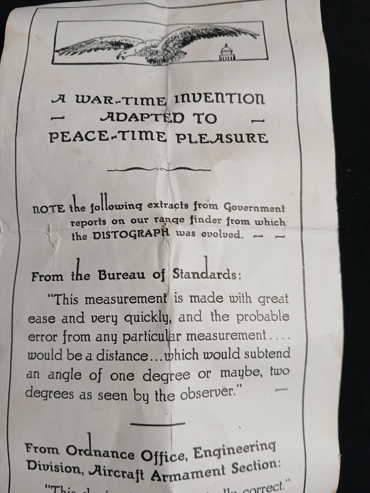 Distograph Circa 1918 Photo Equipment A.W. Macmillan