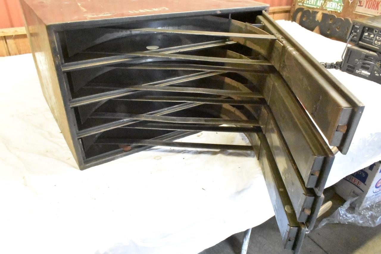 Vintage Movie Film Reel Steel Storage Cabinet Case 4 Door 23″ x 20″ x 14″