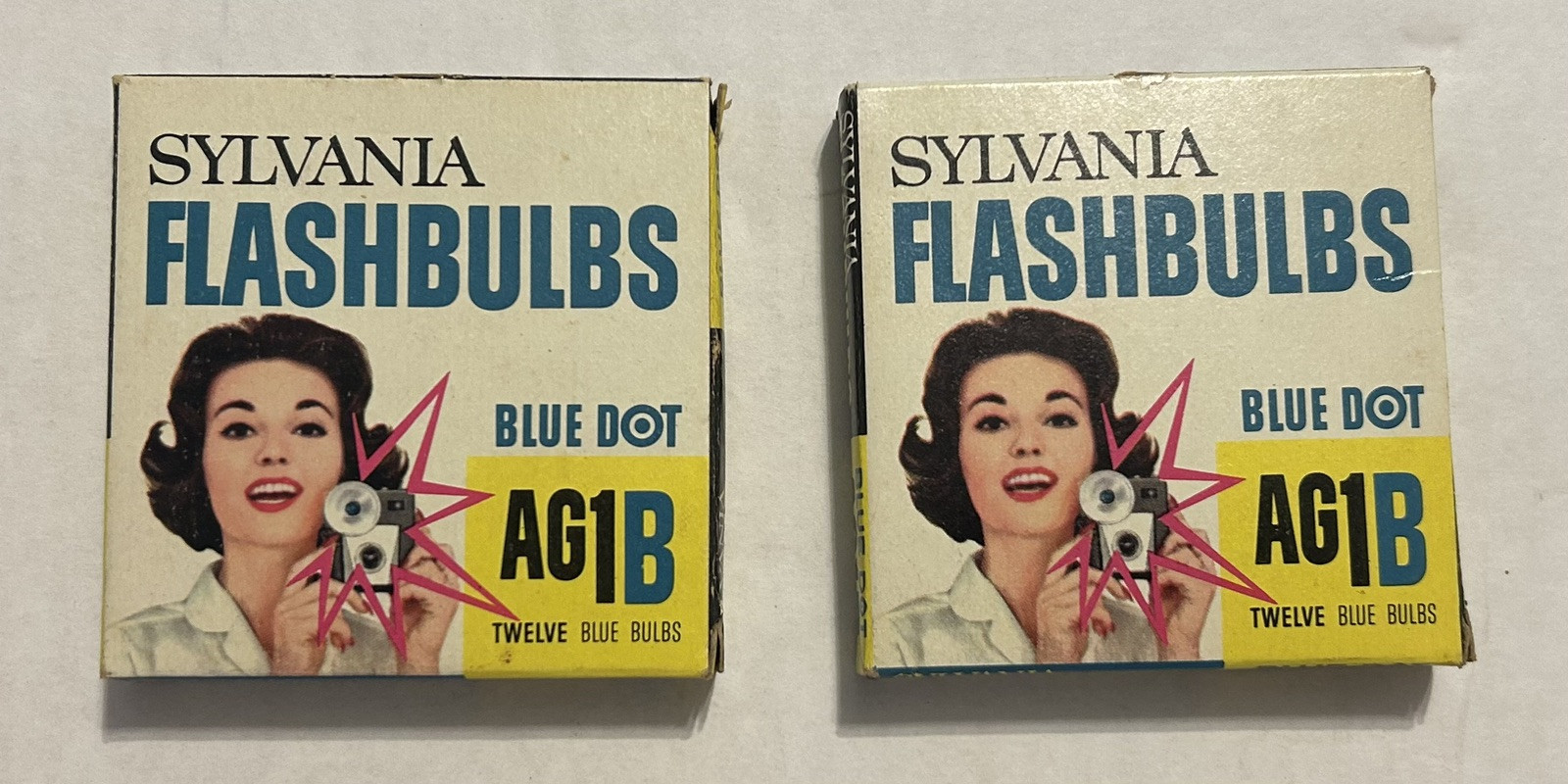 2 Vintage Sylvania Flashbulbs Blue Dot #AG1B 12 Bulbs in Package New in Boxes