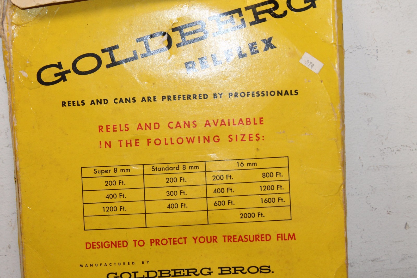 vintage Goldberg Bros. Reflex 800 Foot 16 mm reel in box No.8RS Denver, CO.
