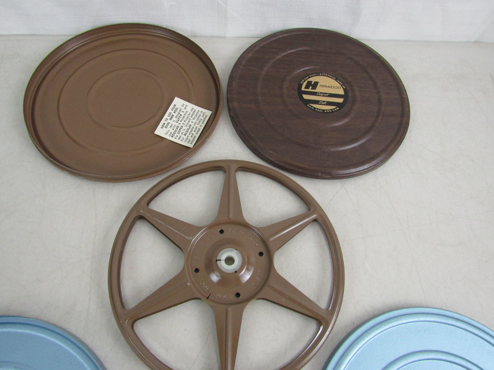 Vintage Harwood Dual 8mm 400 Feet Film Reel & Scherer Super 8mm 400 Film Reel