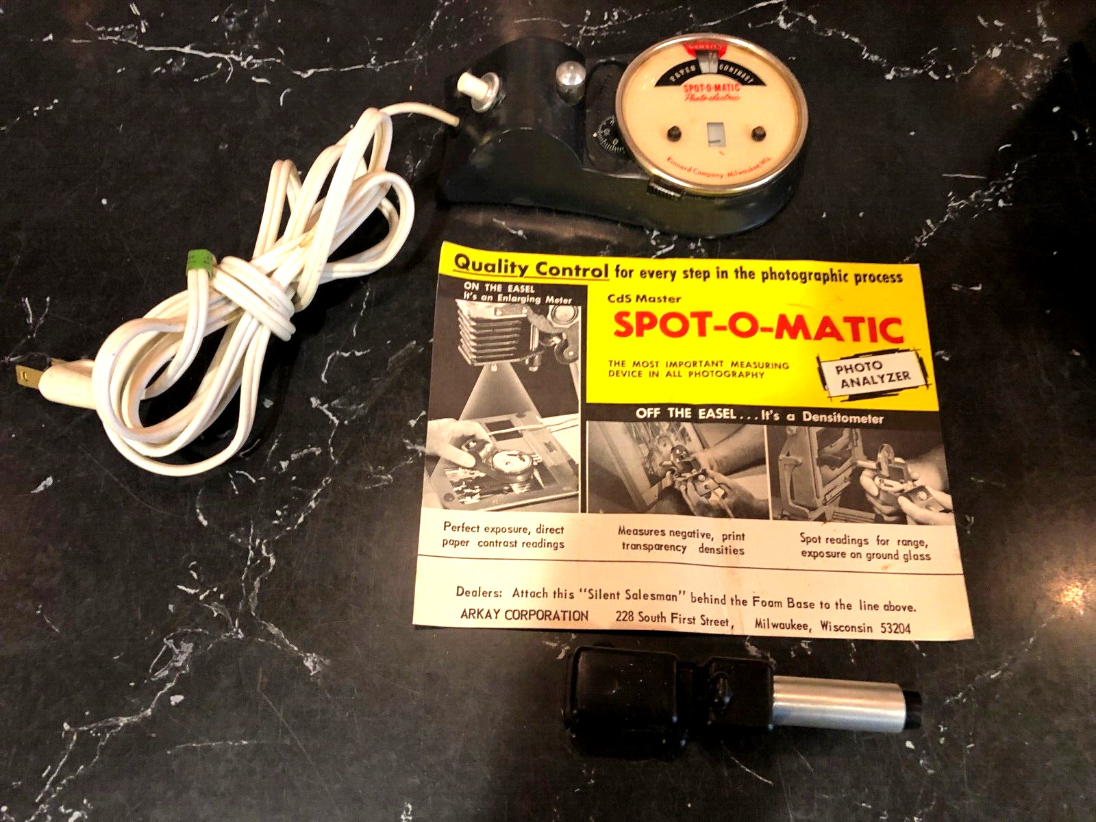Photo-Electric Spot-O-Matic Photo ENLARGING Meter Vintage Kinnard Company