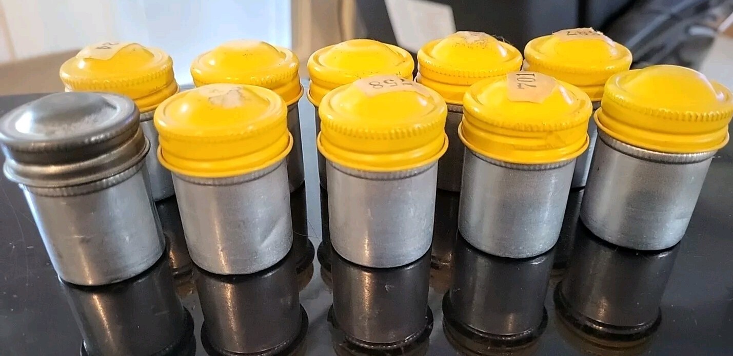 Lot of (10) Vintage Metal Aluminum 35mm Film Canisters. Great Condition