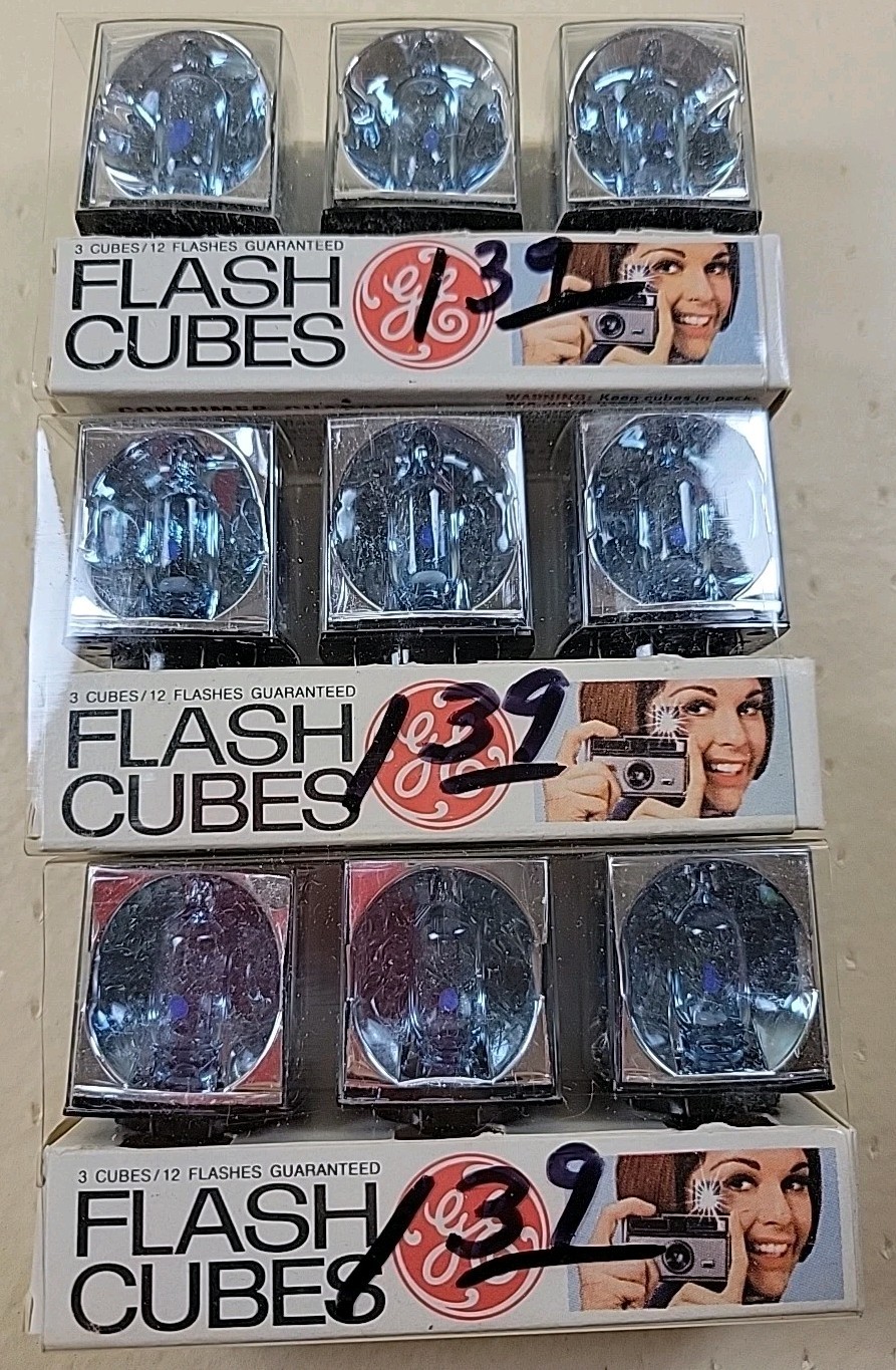 VTG GE Flashcubes 3 Sets Of 3 Cubes New in Original Package 12 Flashes Per Pack