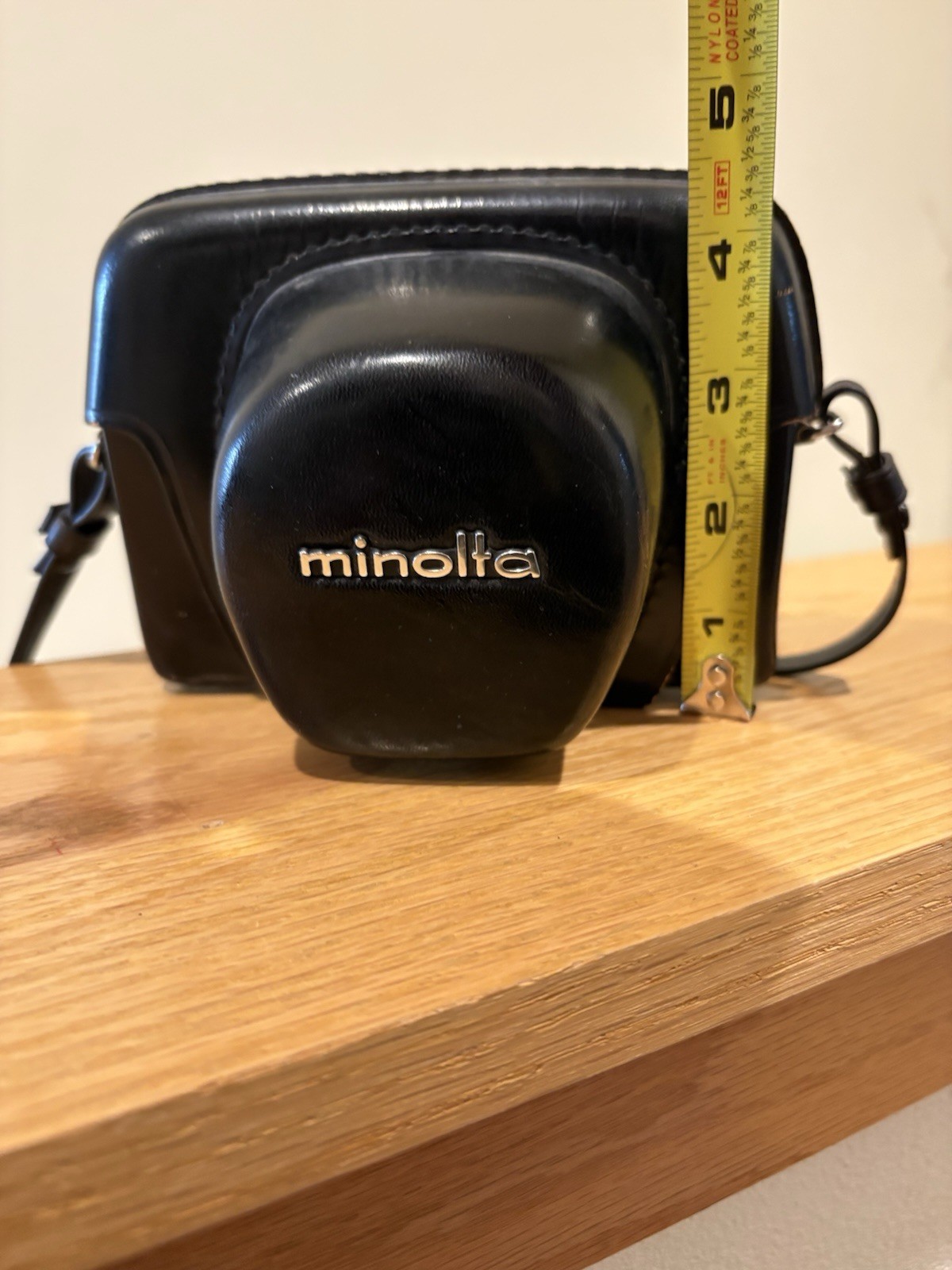 Vintage Minolta Black Leather Camera Case Made in Japan Hard Shell with Strap