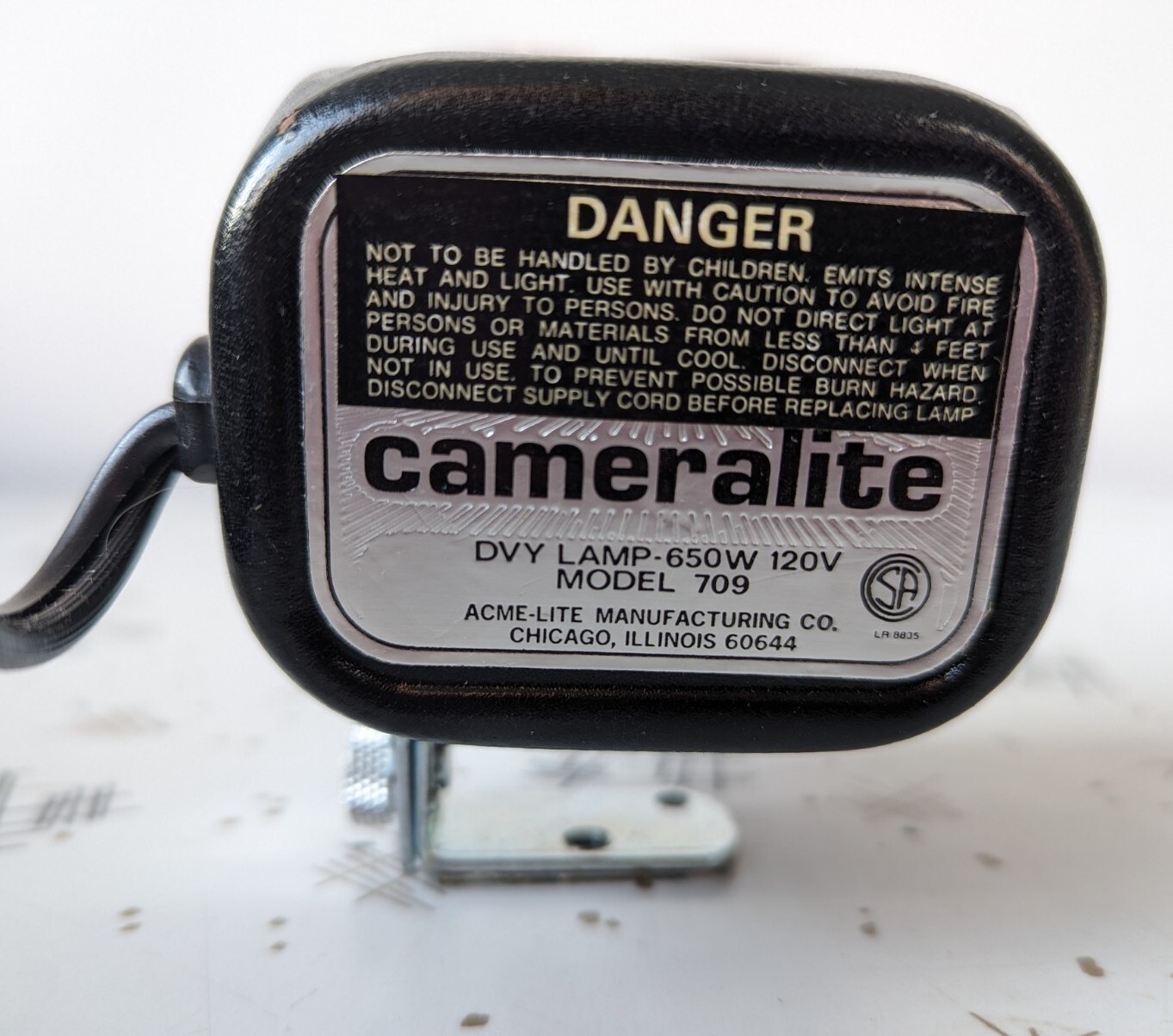 Vintage Cameralite 709 Acme-Lite Movie Camera Light for Super 8 Cameras
