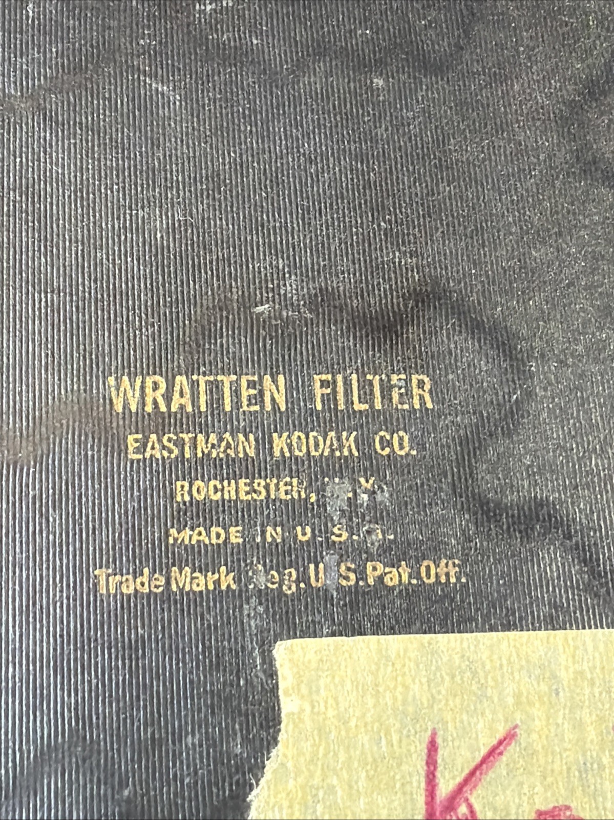 Vintage Kodak Wratten K-3 Deep Yellow Filter in Original Box – 3” Glass