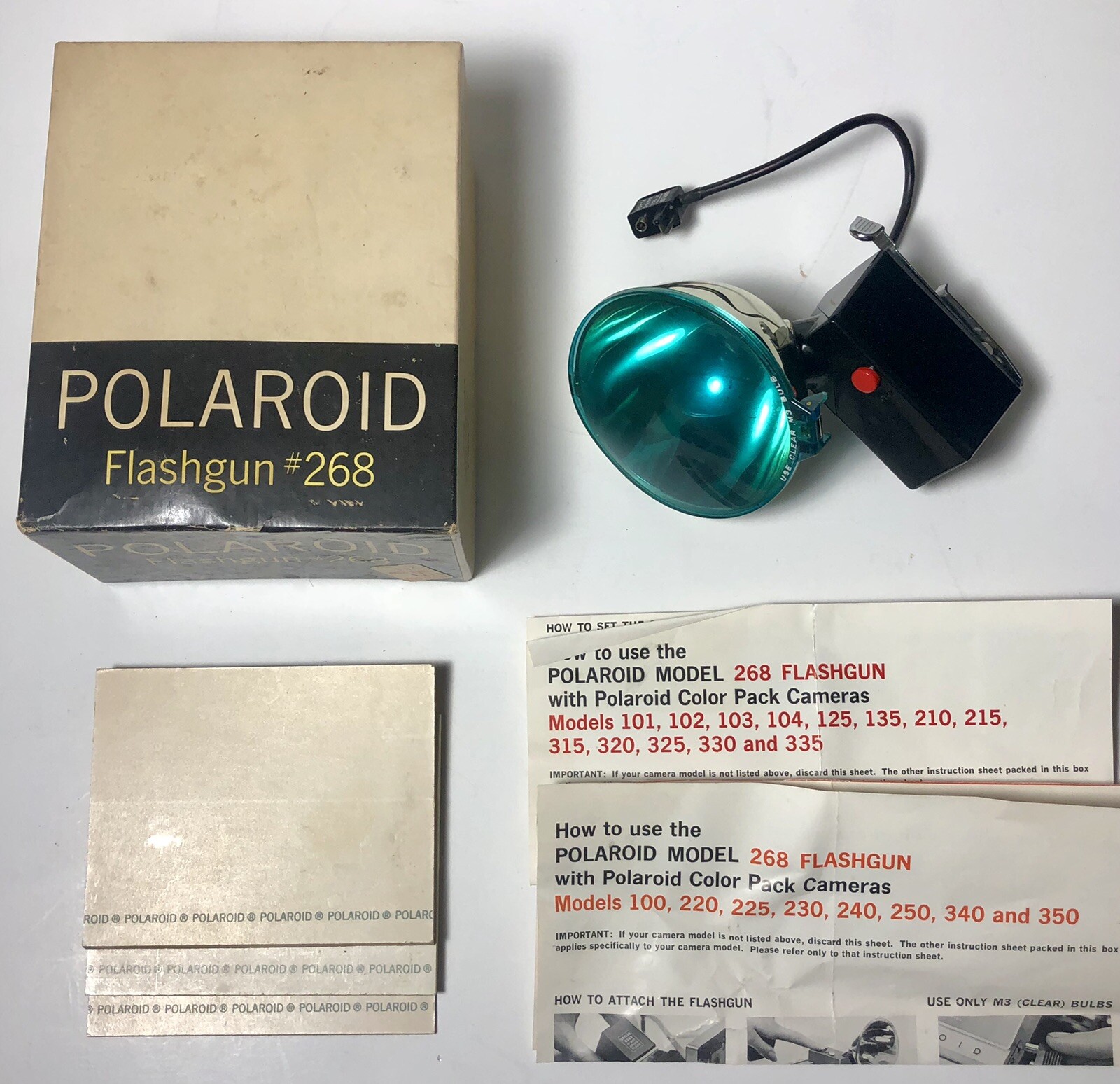 Vintage Polaroid Bundle 268 Flashgun w Box Polarcolor Print Mounts Instructions