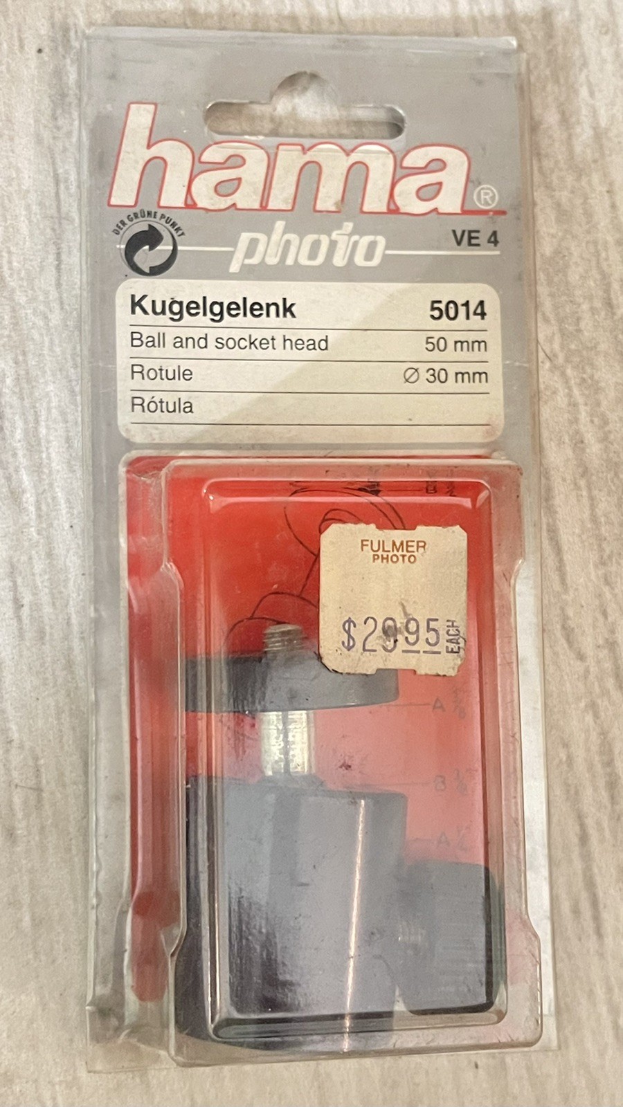 VTG 70s KUGELGELENK 5014 Hama Photo 50mm Ball & Socket Head Germany New In Box