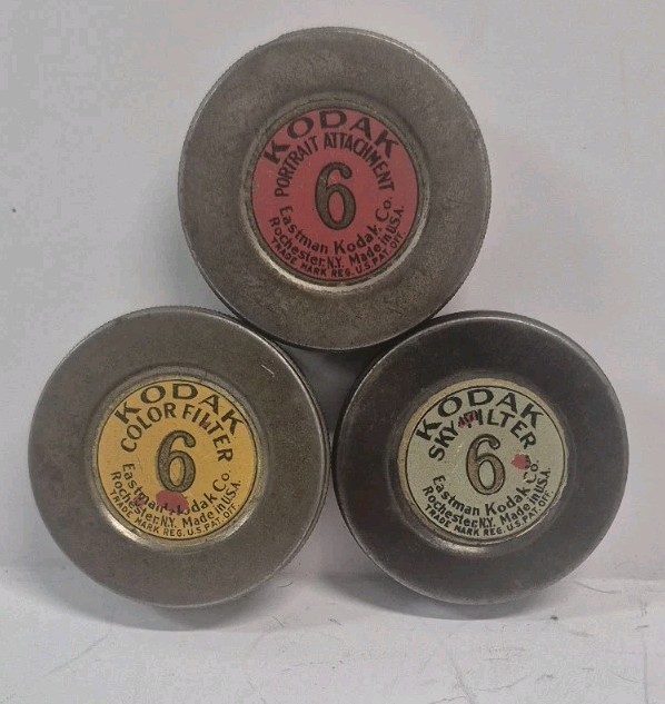 Vintage Kodak Metal Tin Fikters #6 Set Of 3 SKY COLOR PORTRAIT