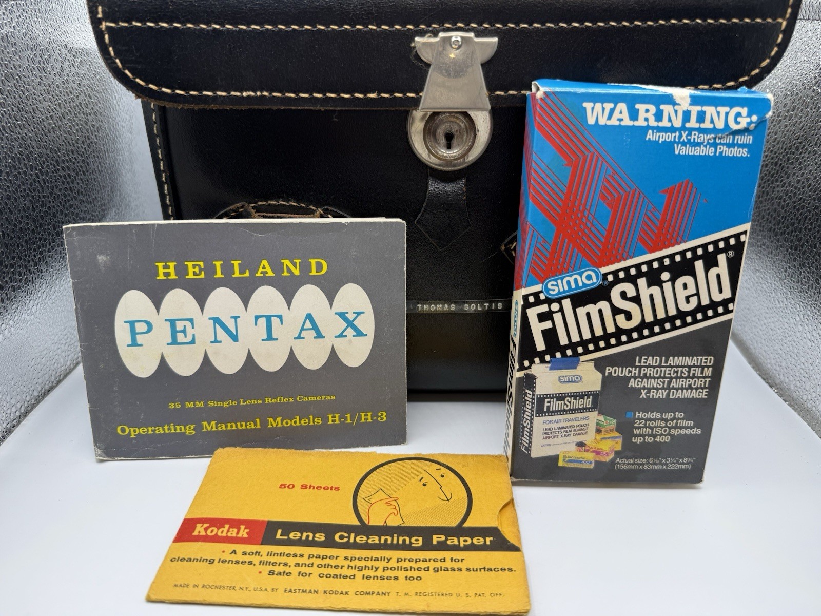 Vintage Camera Accessory Lot Kako 818 Flashes Filters Pentax Case Manual USA