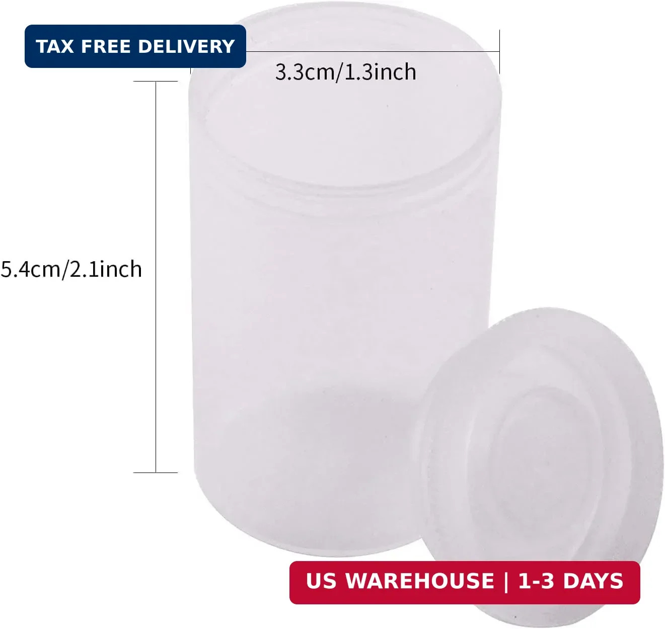 35mm Caliber Plastic Film Canisters with caps -10pc (Clear)