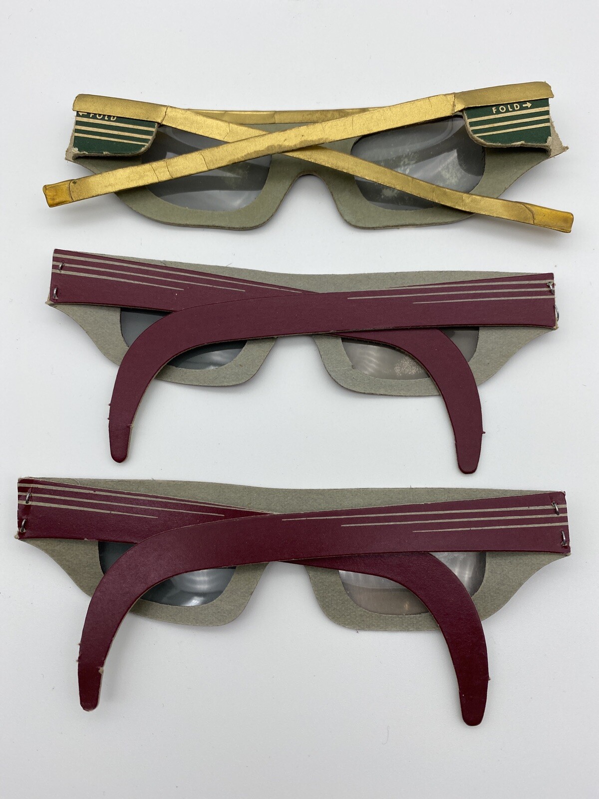 Vintage Polaroid 3-D Glasses Set of 3 Cardboard Movie Film Viewers Retro