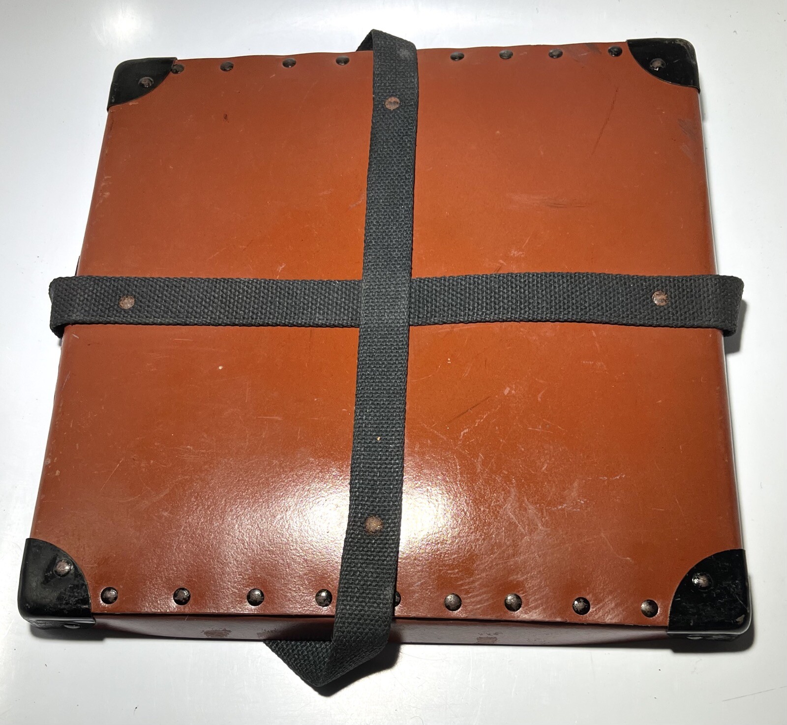 Vintage Brown Fibre Case & Reel – Collectible Movie Wall Art, 13-1/2” x 13-1/2″