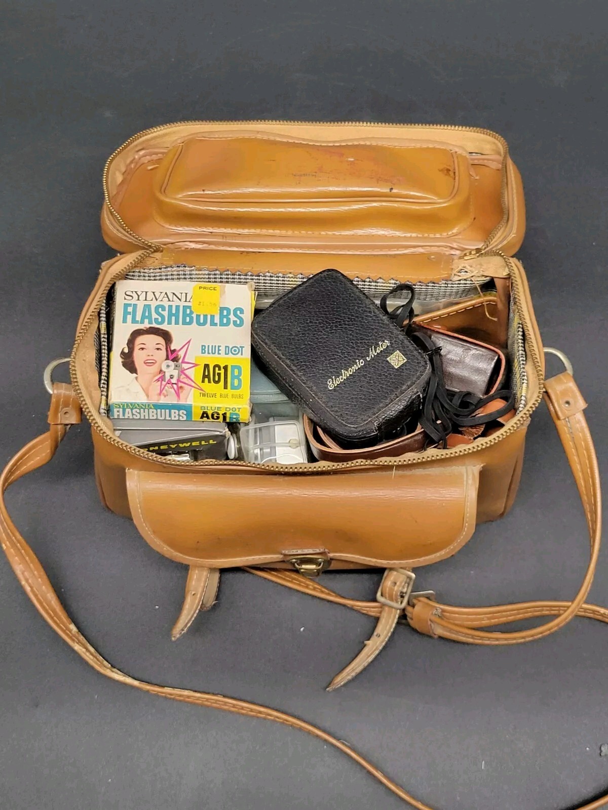 Vintage Camera Case Shoulder Bag by Kent LOADED With Vintage Camera Accessories