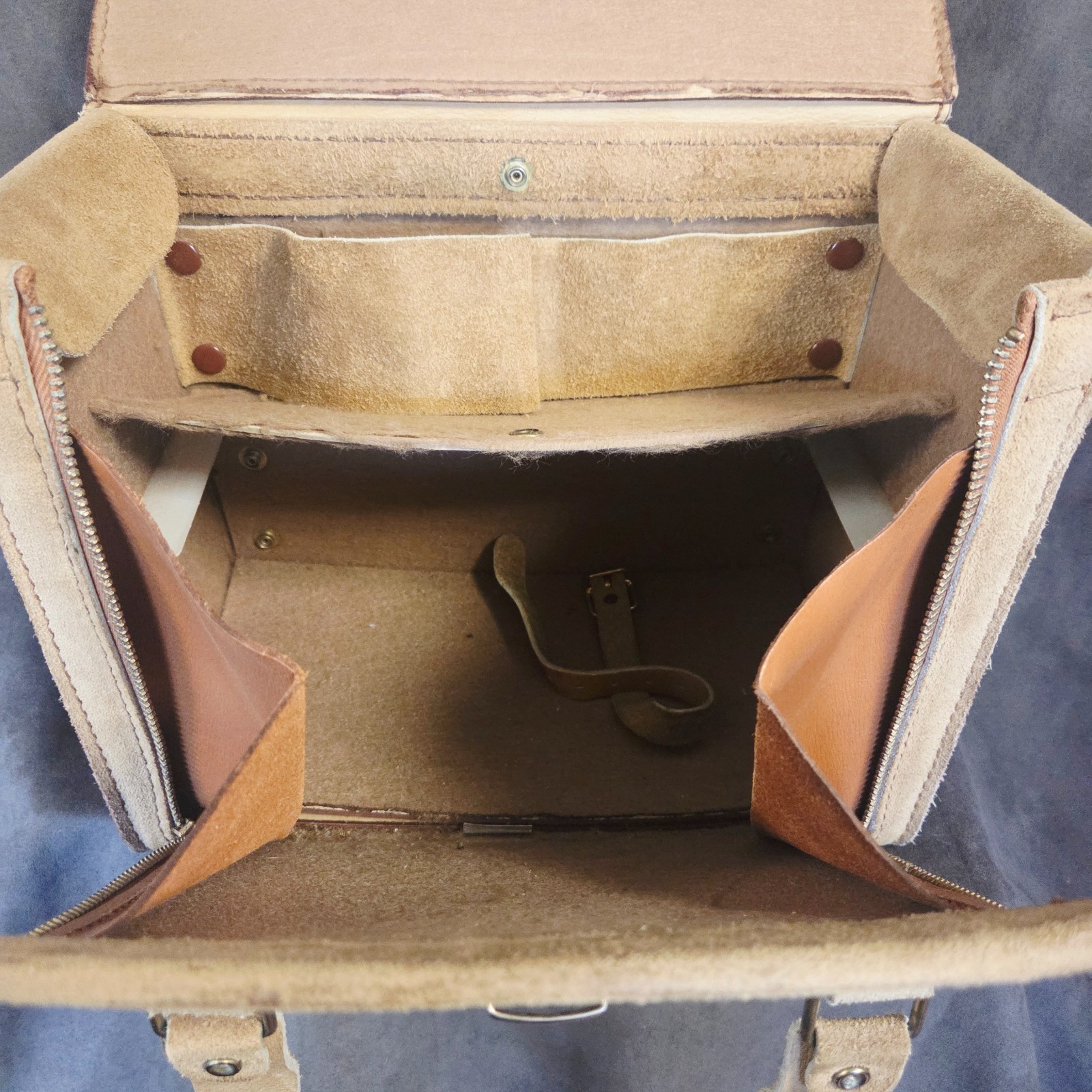 Vintage RAMROD Suede Leather Camera Bag 12×8.5×6 Made USA Cowhide Field Case