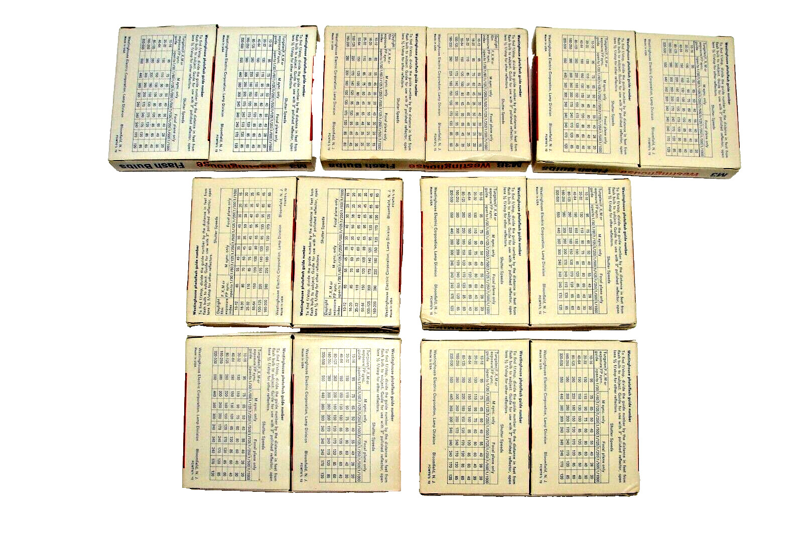 Vintage Westinghouse M3 PhotoFlash Bulbs 7 Boxes w/12 ea. total 84 New Old Stock