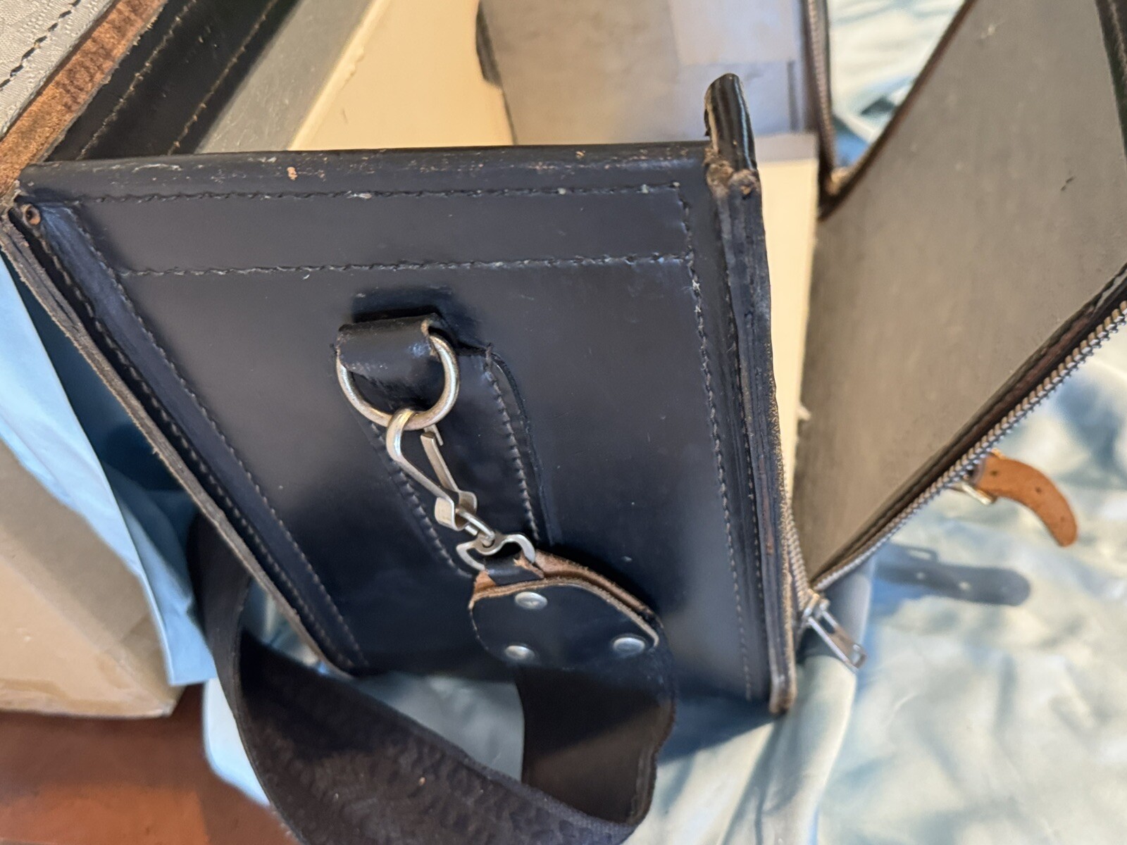Vintage Coast Camera Case Black Genuine Cowhide Leather