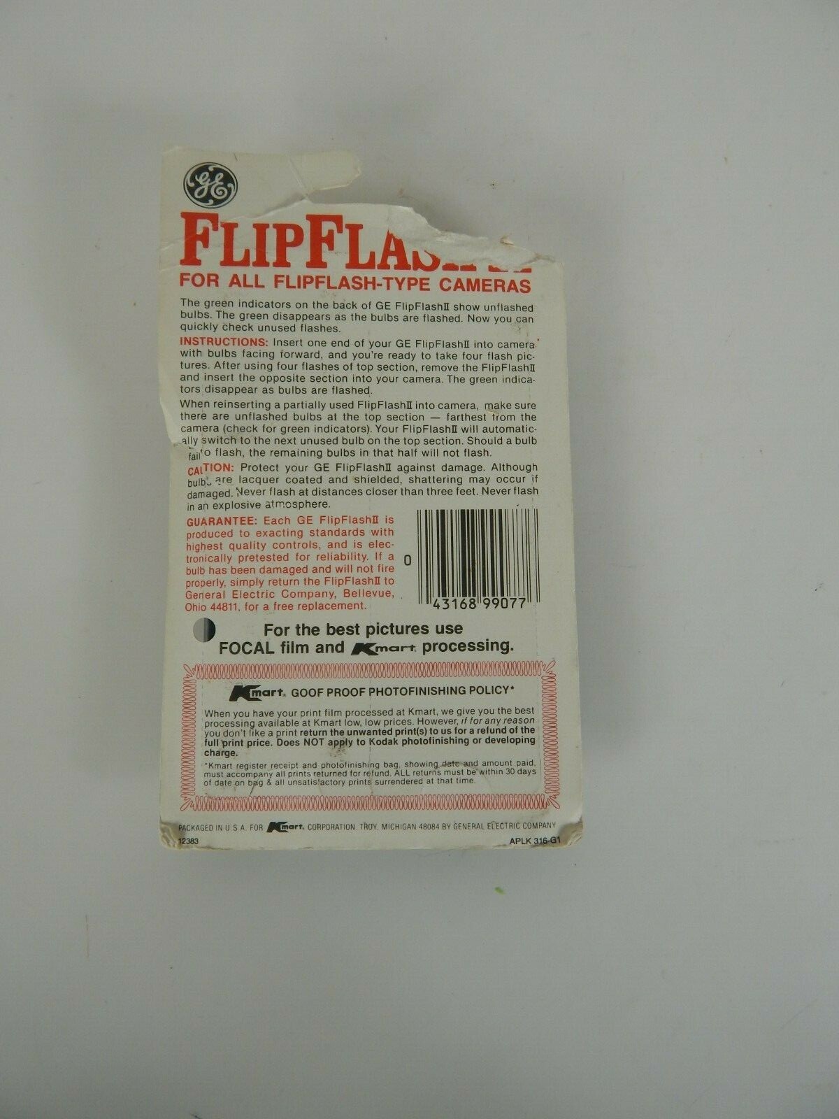 Vintage GE FlipFlash II Twin Pack Flip Flash Bulbs Made in USA