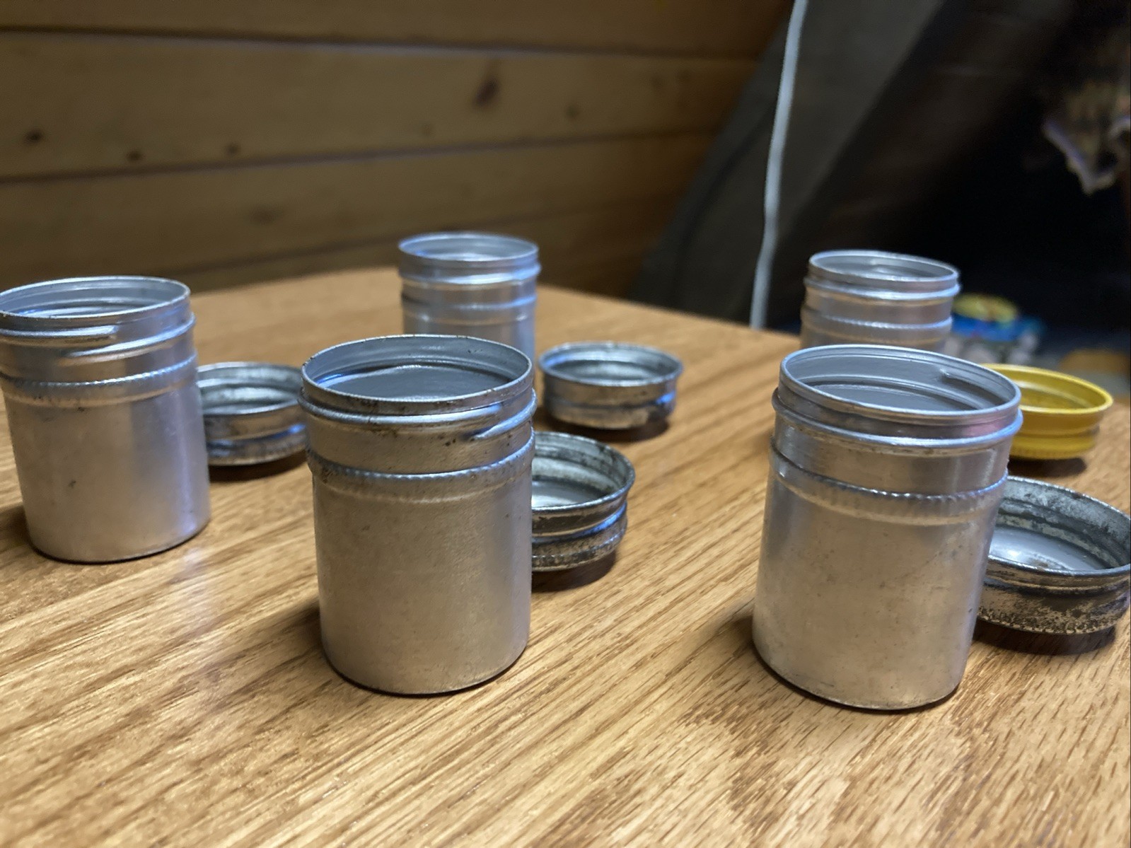Vintage Lot of 5 Metal Aluminum 35mm Film Can Canisters