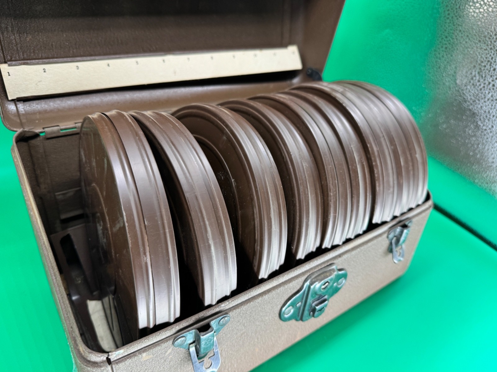 Vintage Simonson Metal Co Film Reel Metal Storage Box w/Cases (NICE PATINA)