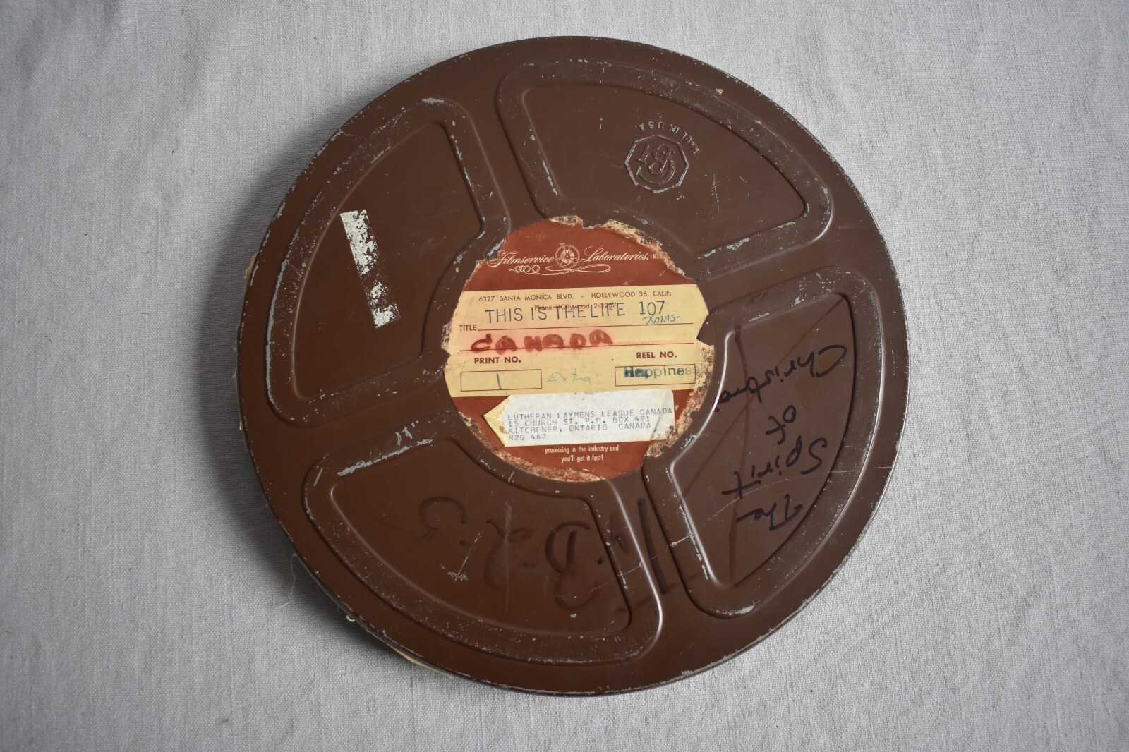 Vintage 16MM Film The Spirit of Christmas Lutheran Church Goldberg Bros Reel Can