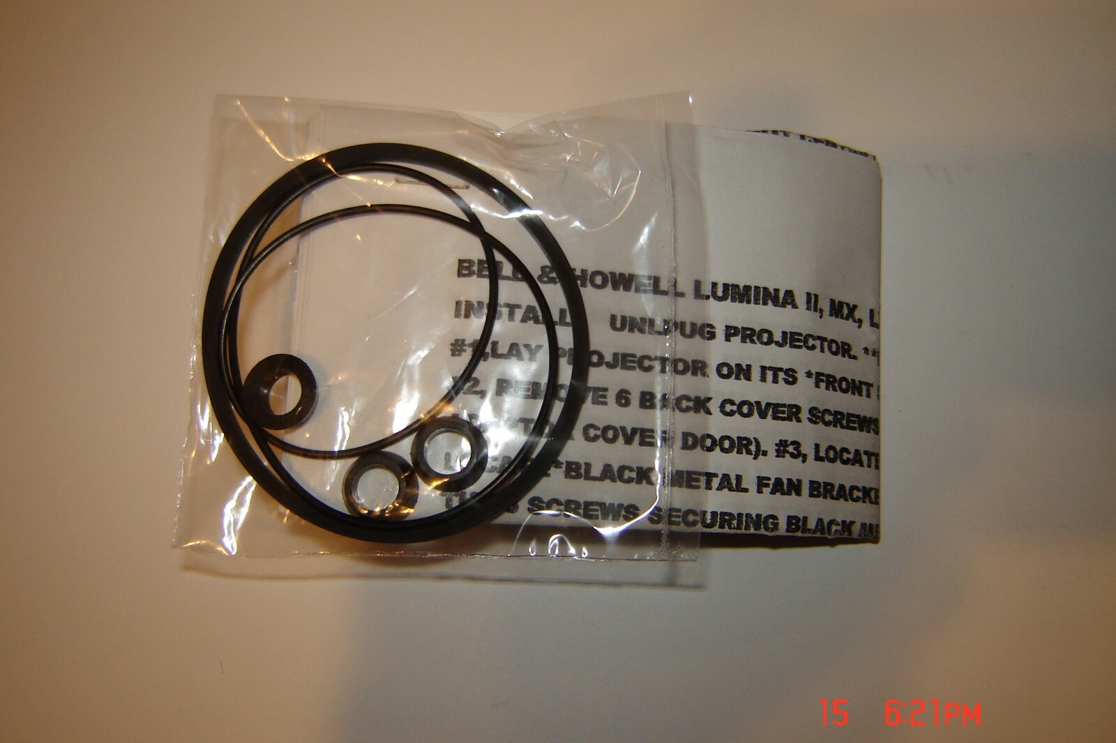 Bell & Howell Lumina MX60,3 CONE TIRES & INSTRUCTION,1 MOTOR BELT,1 COUNTER BELT