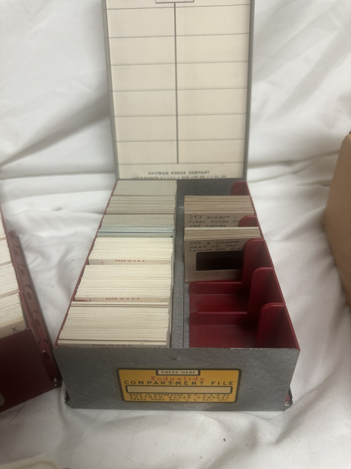 VTG EASTMAN KODAK Kodaslide CASE LOT Compartment File METAL 35mm w/ 200+ Slides