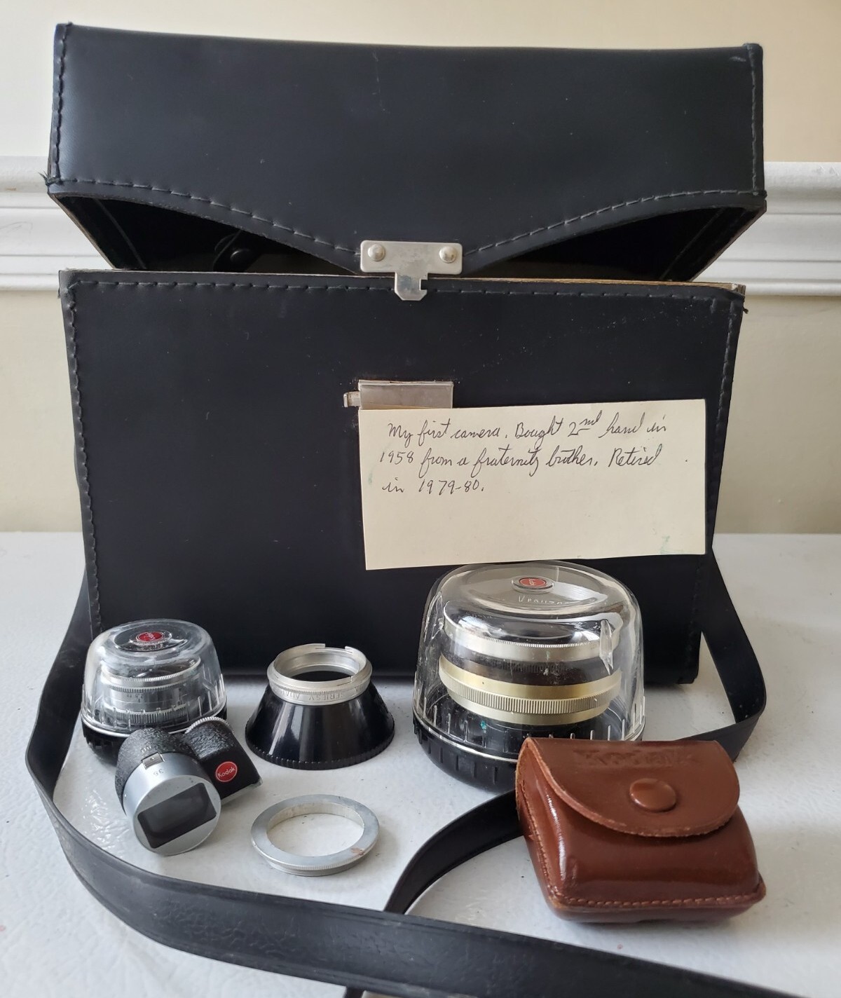 Vtg Heavy Photographers Cam Accessories Portable Leather Box W4/L8